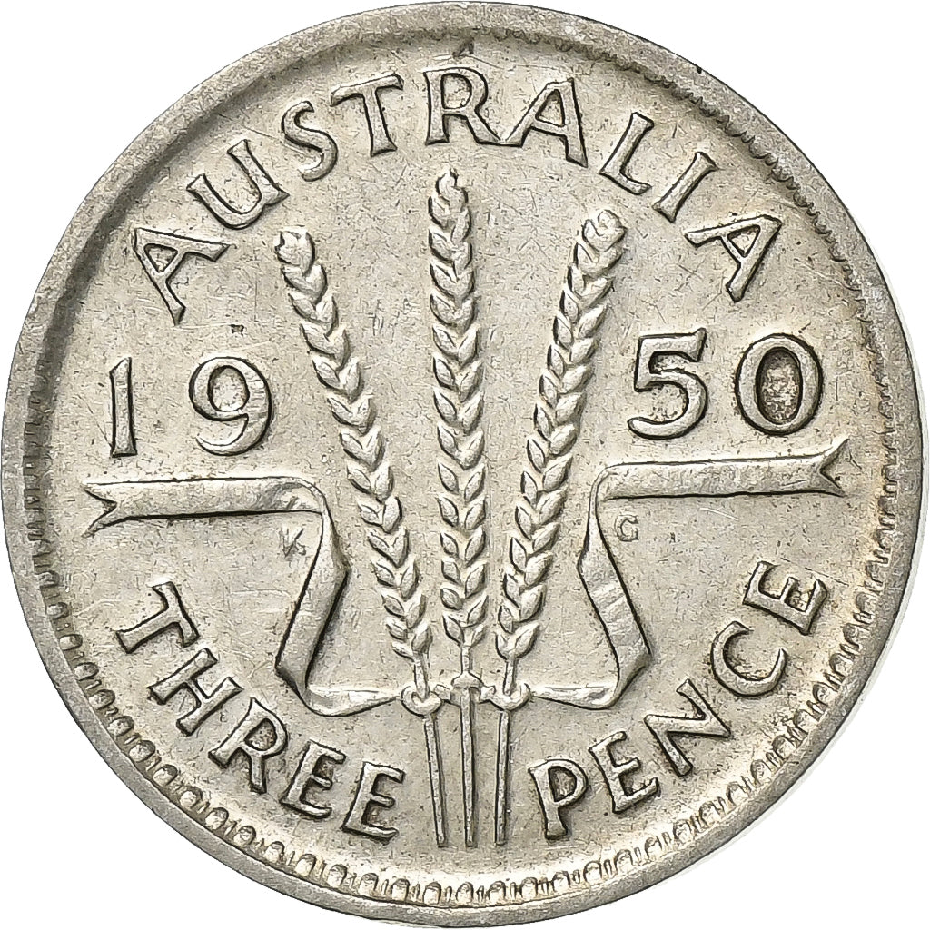 Australie, George VI, Threepence, 1950, Melbourne, Argent, TB+, KM:44