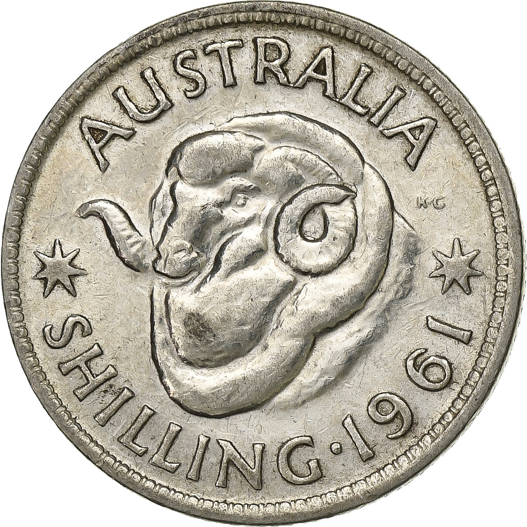 Australia, Elizabeth II, Shilling, 1961, Melbourne, Silver, EF(40-45), KM:59