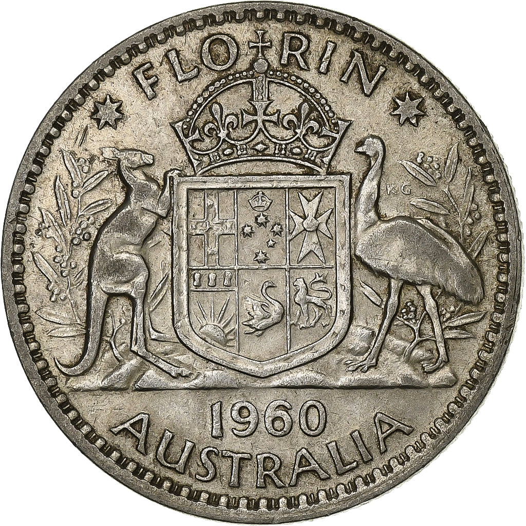 Australia, Elizabeth II, Florin, 1960, Melbourne, Srebro, EF(40-45), KM:60