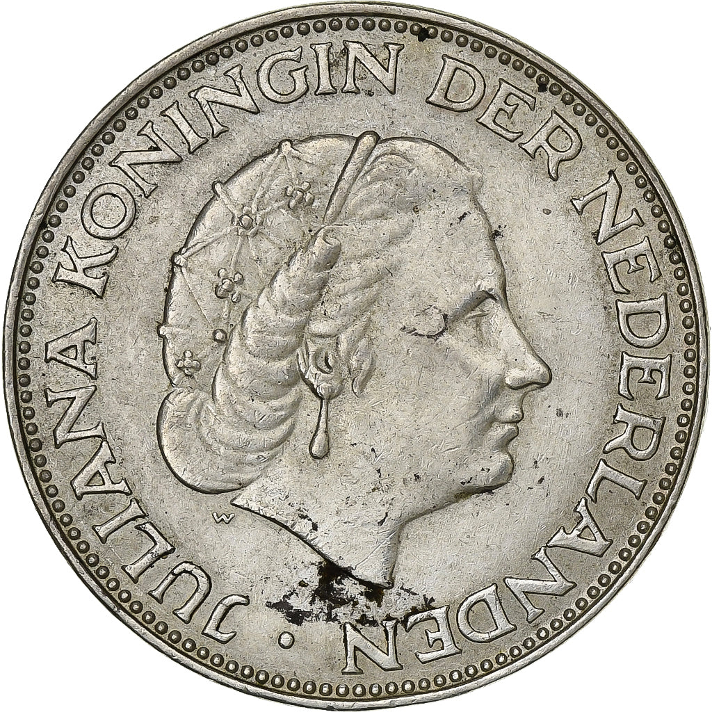 Netherlands, Juliana, 2-1/2 Gulden, 1966, Utrecht, Silver, EF(40-45), KM:185
