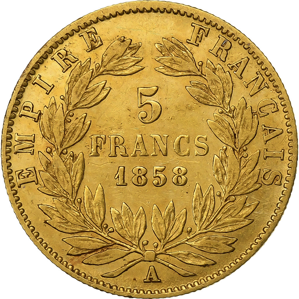 France, Napoleon III, 5 Francs, Napoléon III, 1858, Paris, Gold, VF(30-35)