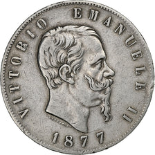 Italië, Vittorio Emanuele II, 5 Lire, 1877, Rome, Zilver, ZF, KM:8.4
