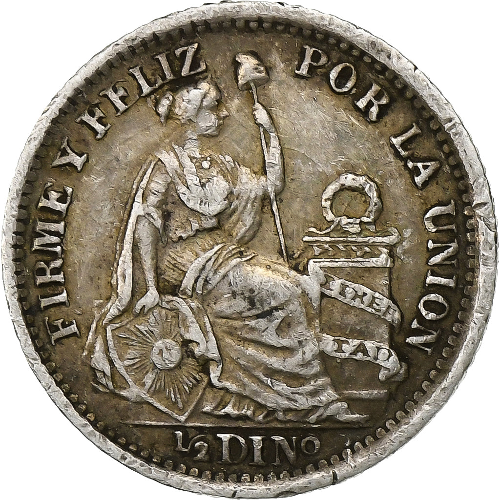 Peru, 1/2 Dinero, 1901, Lima, Silver, EF(40-45), KM:206.2