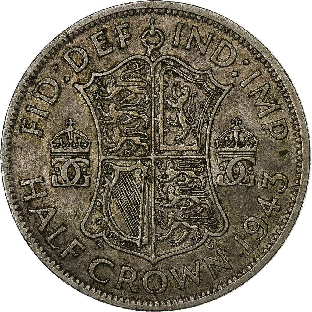 Gran Bretagna, George VI, 1/2 Crown, 1943, Argento, MB+, KM:856