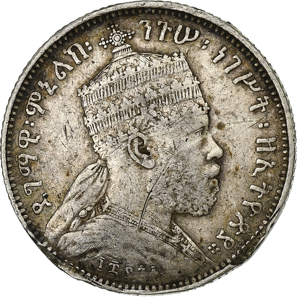 Ethiopia, Menelik II, 1/4 Birr, 1903, Paris, Silver, VF(30-35), KM:3