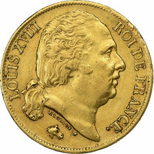 Frankreich, Louis XVIII, 20 Francs, Louis XVIII, 1817, Paris, Gold, SS, KM:712.1