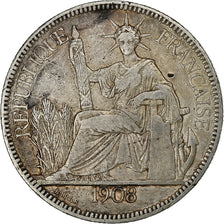 French Indo-China, Piastre, 1908, Paris, Silber, S, KM:5a.1