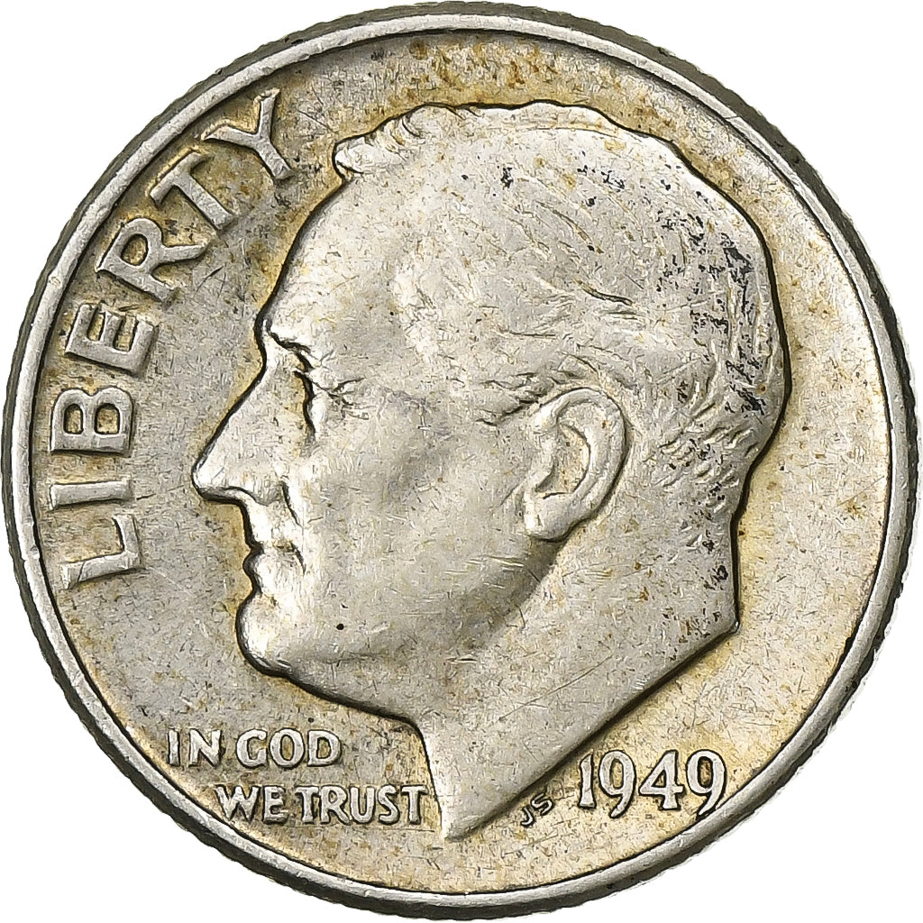 Vereinigte Staaten, Dime, Roosevelt Dime, 1949, U.S. Mint, Silber, SS, KM:195
