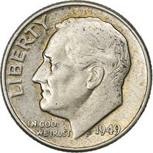 Vereinigte Staaten, Dime, Roosevelt Dime, 1949, U.S. Mint, Silber, SS, KM:195