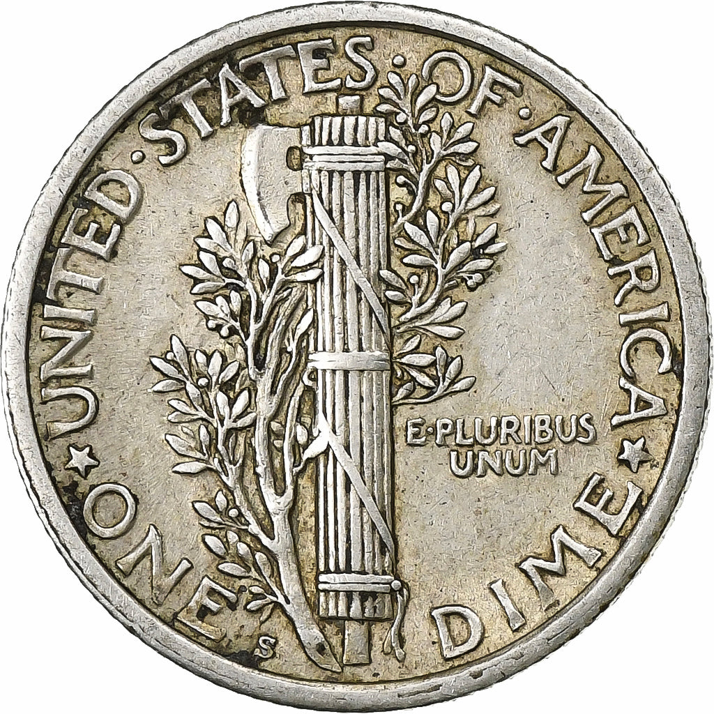 Verenigde Staten, Dime, Mercury Dime, 1918, U.S. Mint, Zilver, ZF, KM:140