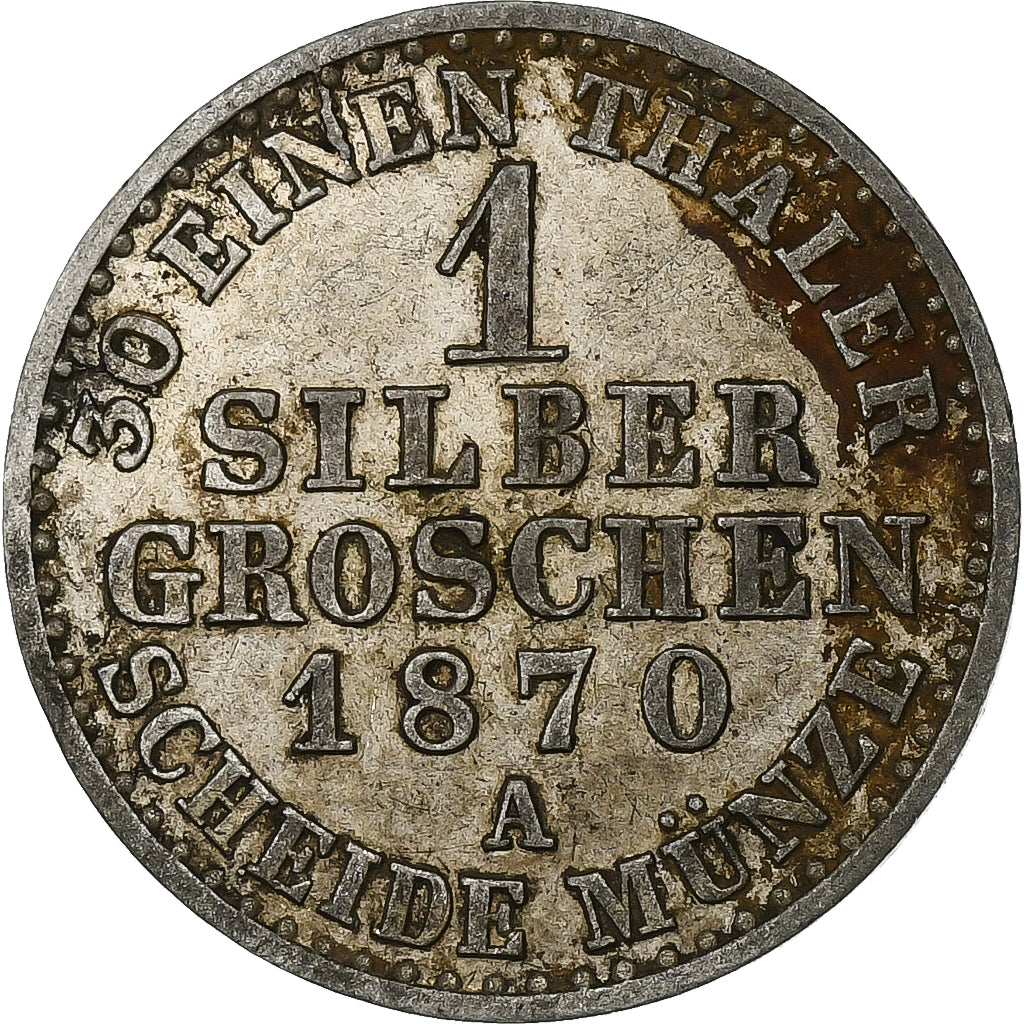 Deutsch Staaten, PRUSSIA, Wilhelm I, Groschen, 1870, Berlin, Silber, SS+, KM:485