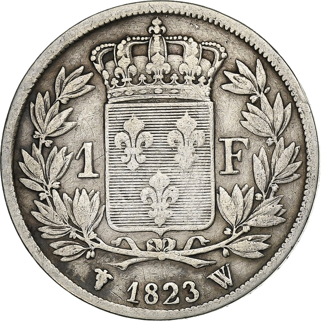 France, Louis XVIII, Franc, Louis XVIII, 1823, Lille, Silver, VF(20-25)