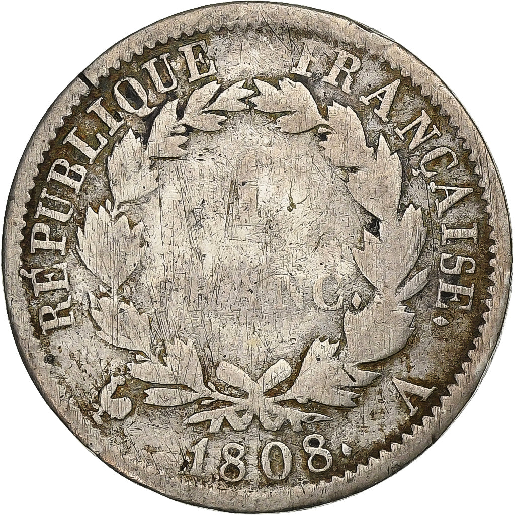 Francia, Franc, Napoléon I, 1808, Paris, Argento, B, KM:682.1