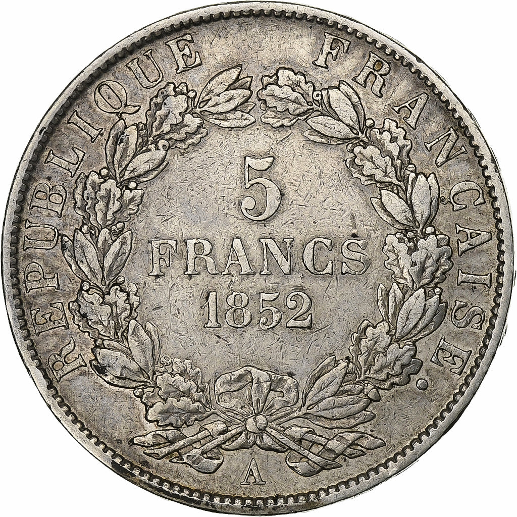 Frankreich, 5 Francs, Napoléon III, 1852, Paris, Silber, SS, KM:773.1