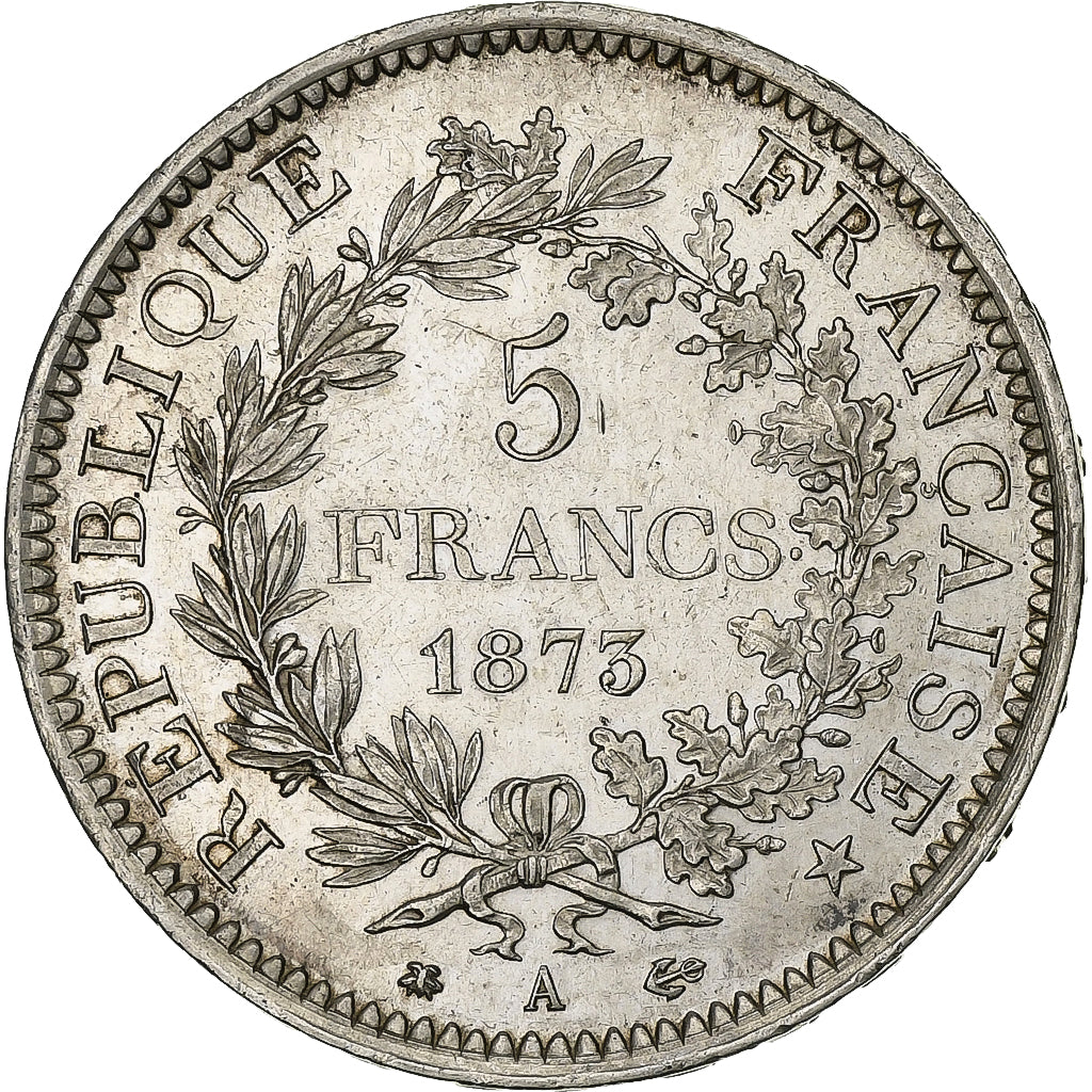 France, 5 Francs, Hercule, 1873, Paris, Silver, MS(60-62), KM:820.1