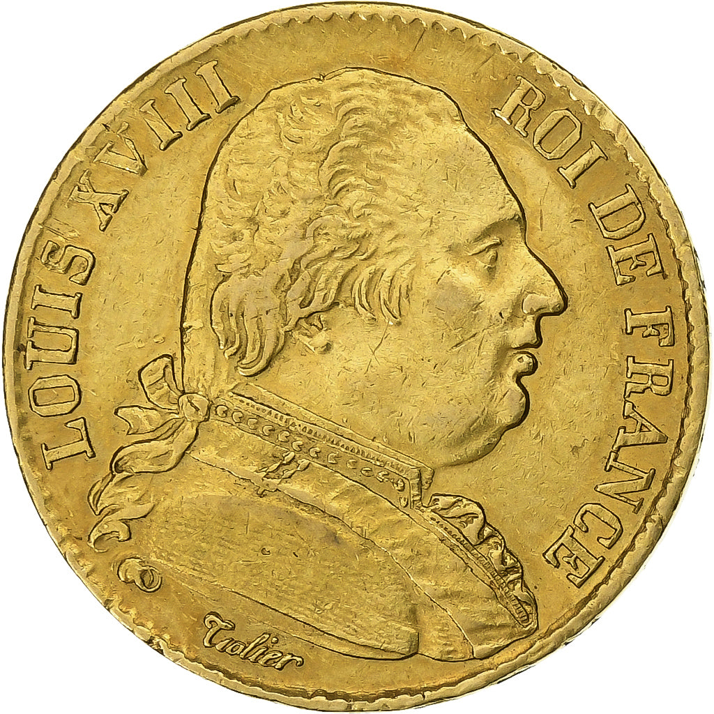 France, Louis XVIII, 20 Francs, Louis XVIII, 1815, Paris, Or, TTB, KM:706.1