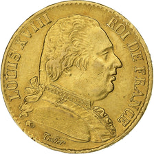France, Louis XVIII, 20 Francs, Louis XVIII, 1815, Paris, Or, TTB, KM:706.1