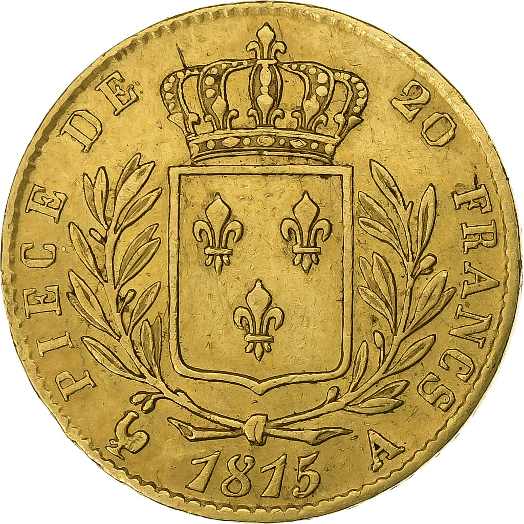 France, Louis XVIII, 20 Francs, Louis XVIII, 1815, Paris, Or, TTB, KM:706.1