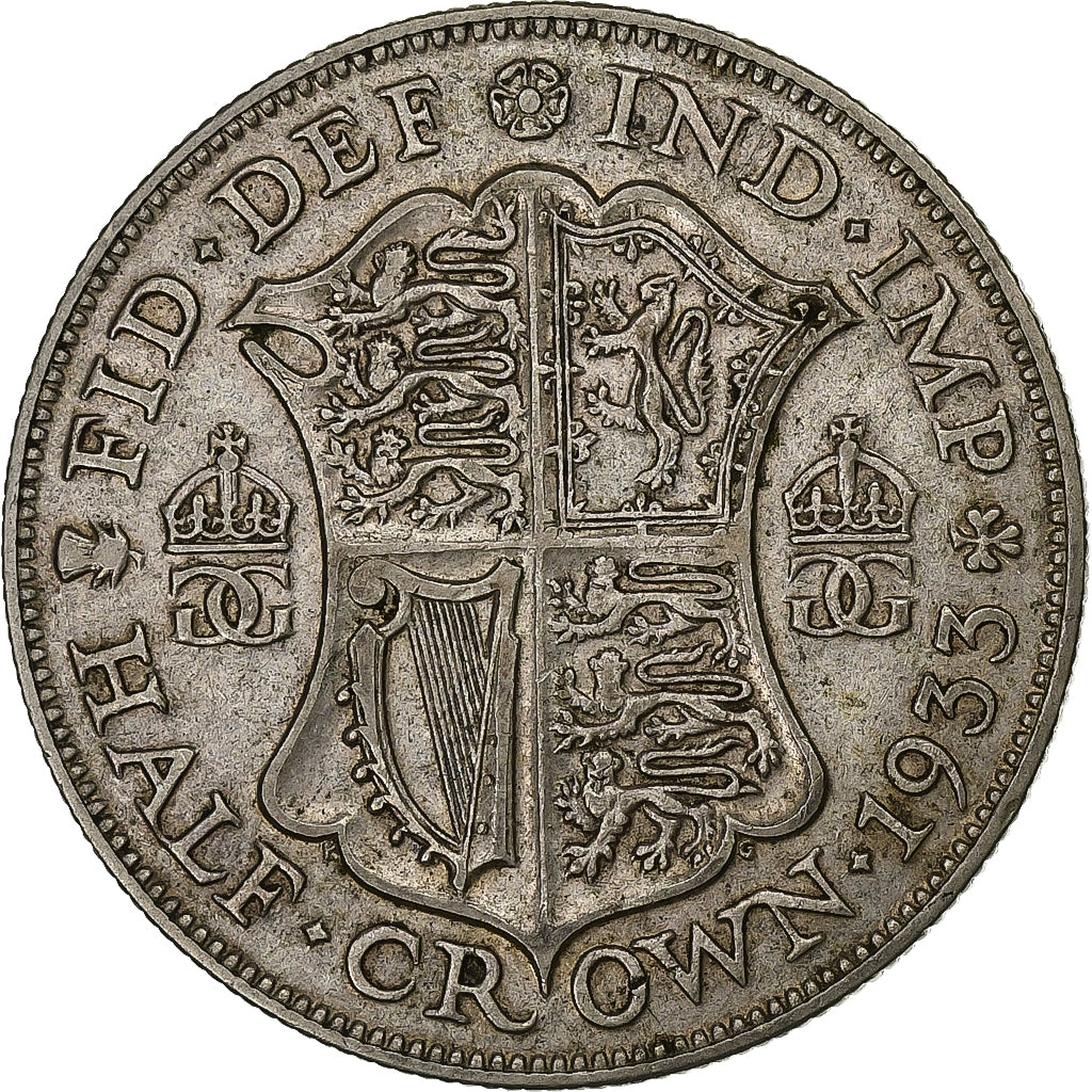Gran Bretaña, George V, 1/2 Crown, 1933, Plata, MBC, KM:835
