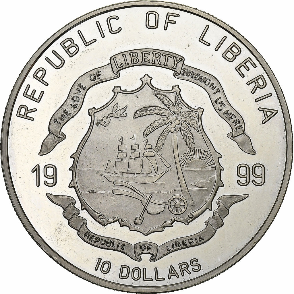 Liberia, 10 Dollars, 1999, Plata, MBC