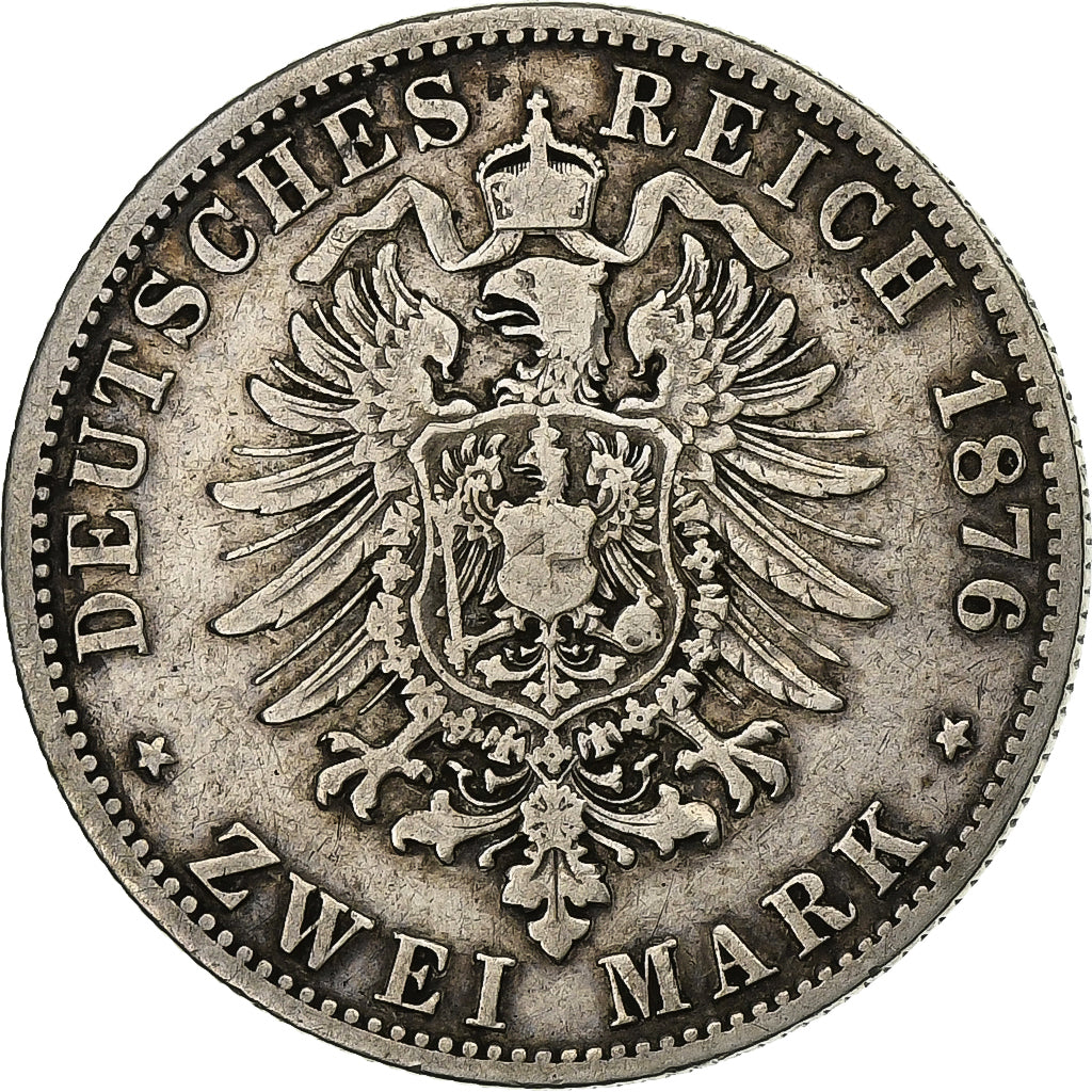 Stati tedeschi, HAMBURG, 2 Mark, 1876, Hamburg, Argento, MB+, KM:604
