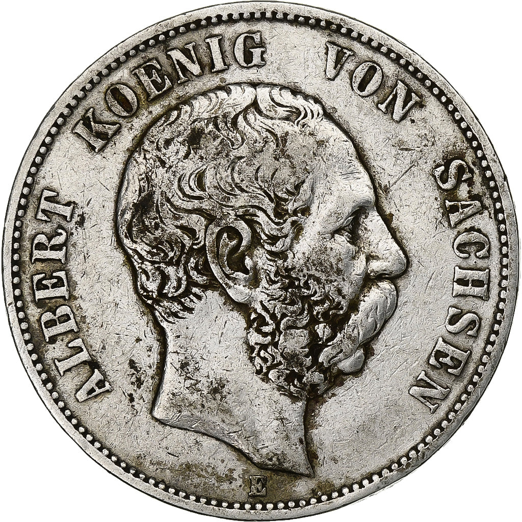 German States, SAXONY-ALBERTINE, Albert, 5 Mark, 1875, Dresde, Silver