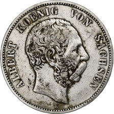 German States, SAXONY-ALBERTINE, Albert, 5 Mark, 1875, Dresde, Silver