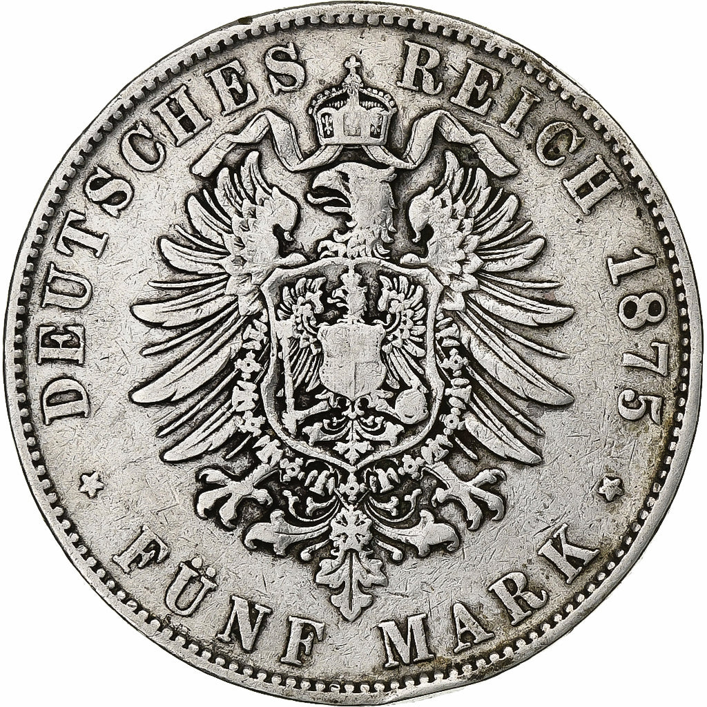 German States, SAXONY-ALBERTINE, Albert, 5 Mark, 1875, Dresde, Silver