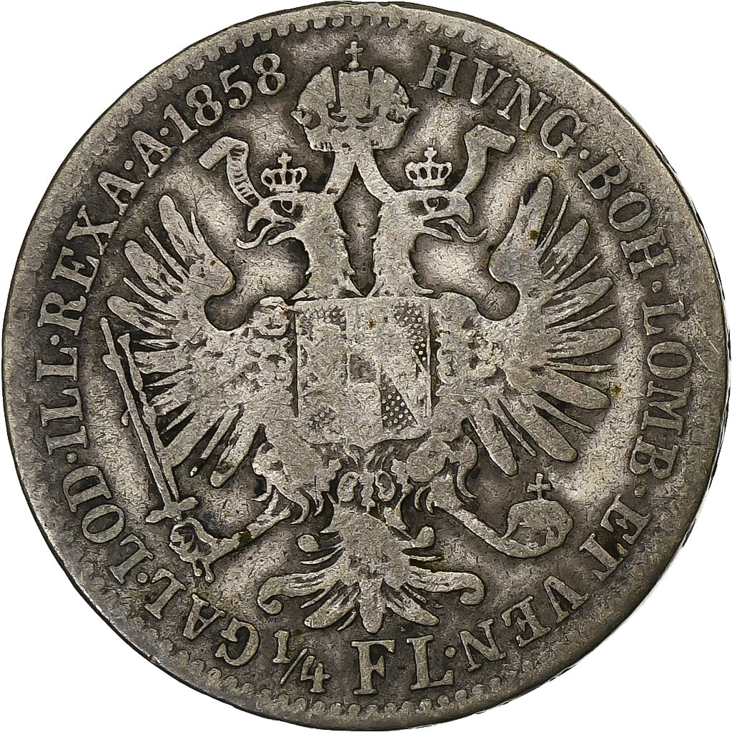 Autriche, Franz Joseph I, 1/4 Florin, 1858, Vienne, Argent, TB+, KM:2213