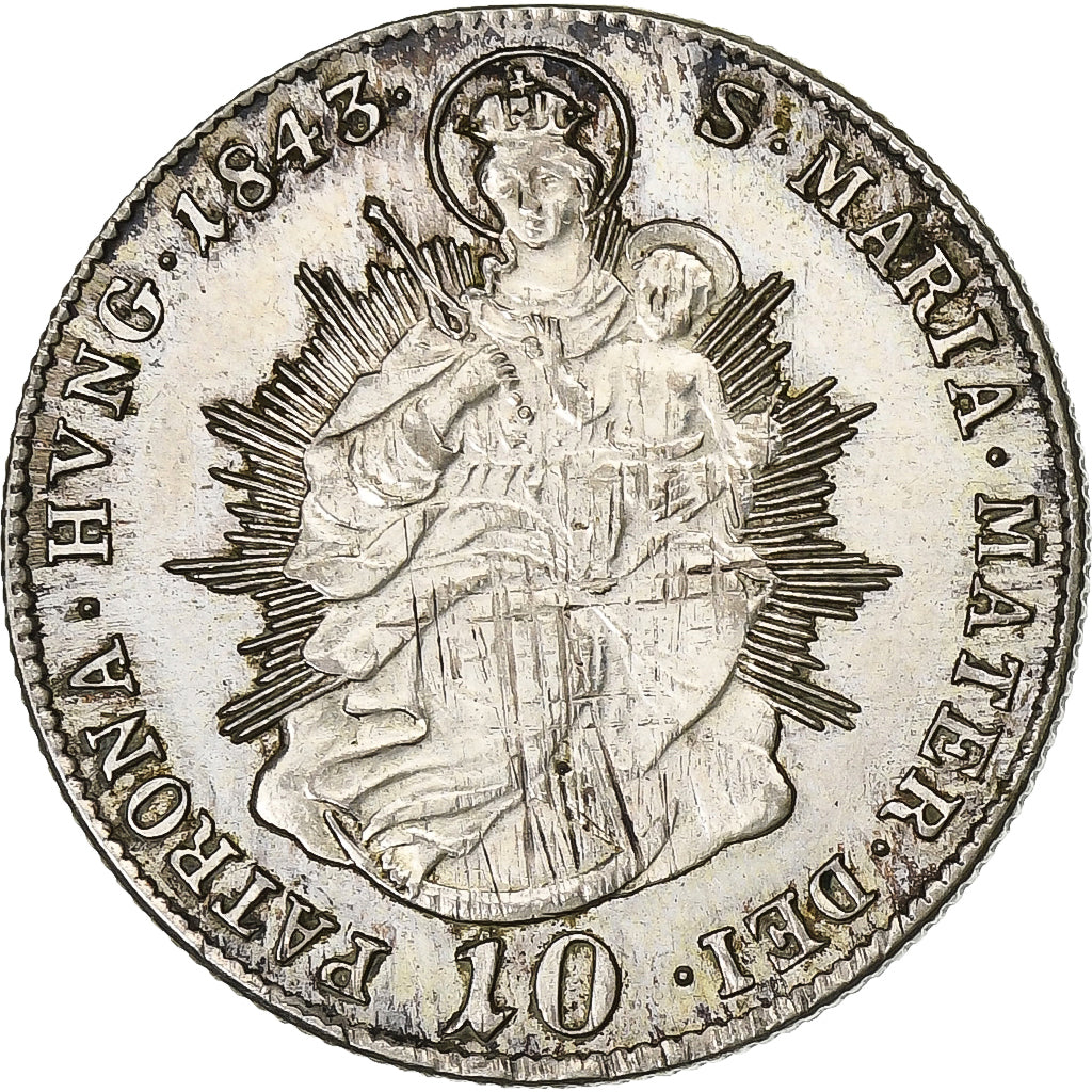 Hungary, Ferdinand V, 10 Krajczar, 1843, Budapest, Silver, EF(40-45), KM:421