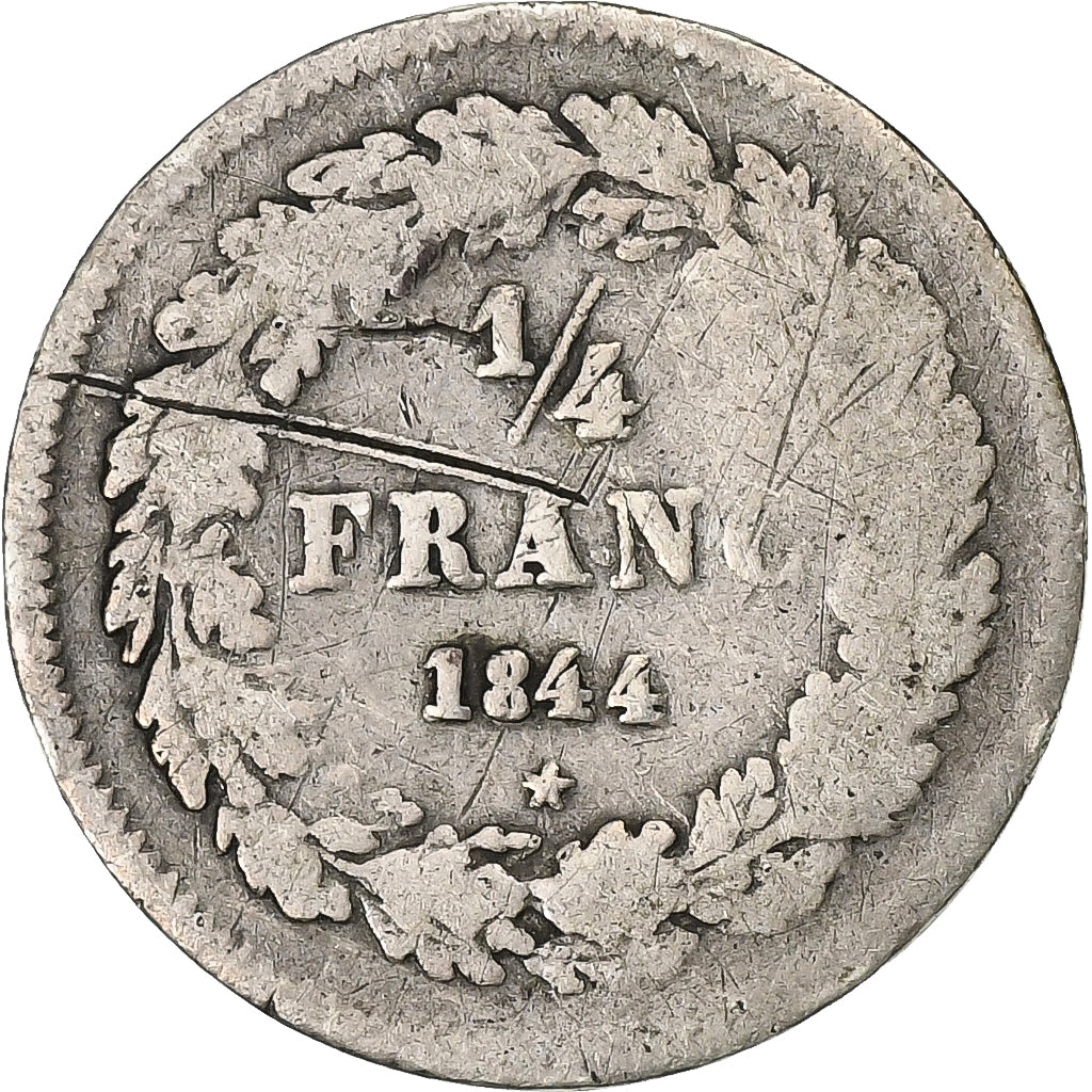 Belgium, Leopold I, 1/4 Franc, 1844, Brussels, Silver, VF(20-25), KM:8