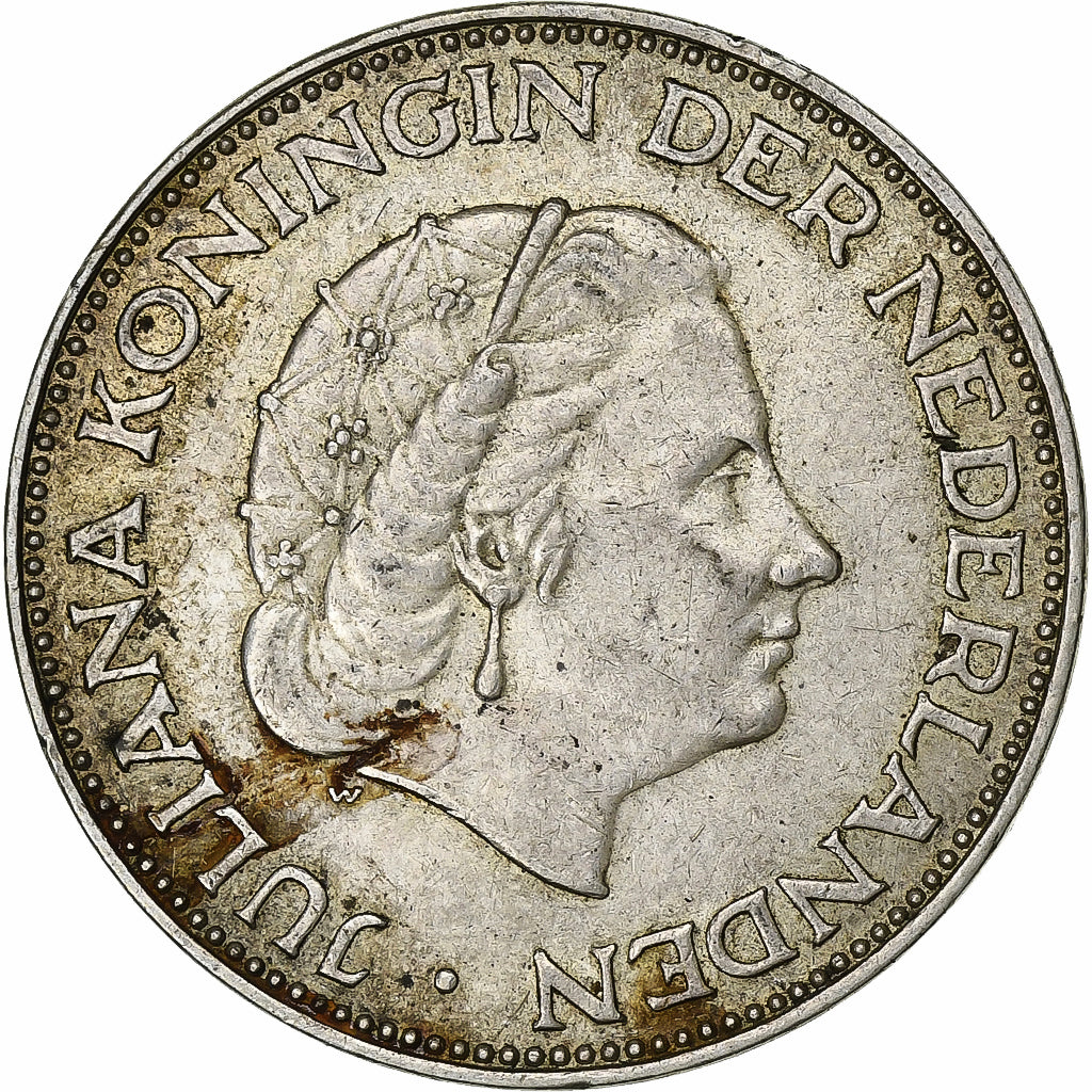 Netherlands, Juliana, 2-1/2 Gulden, 1960, Utrecht, Silver, VF(30-35), KM:185
