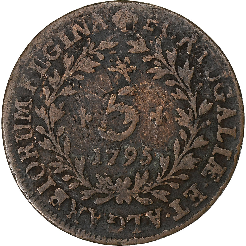 Azores, 5 Reis, 1795, Copper, VF(20-25), KM:9