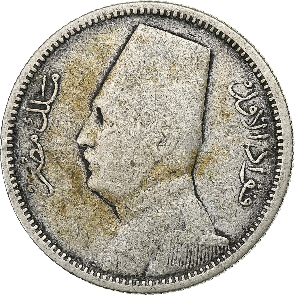 Egipt, Fuad I, 2 Piastres, 1929/AH1348, Srebro, VF(20-25), KM:335