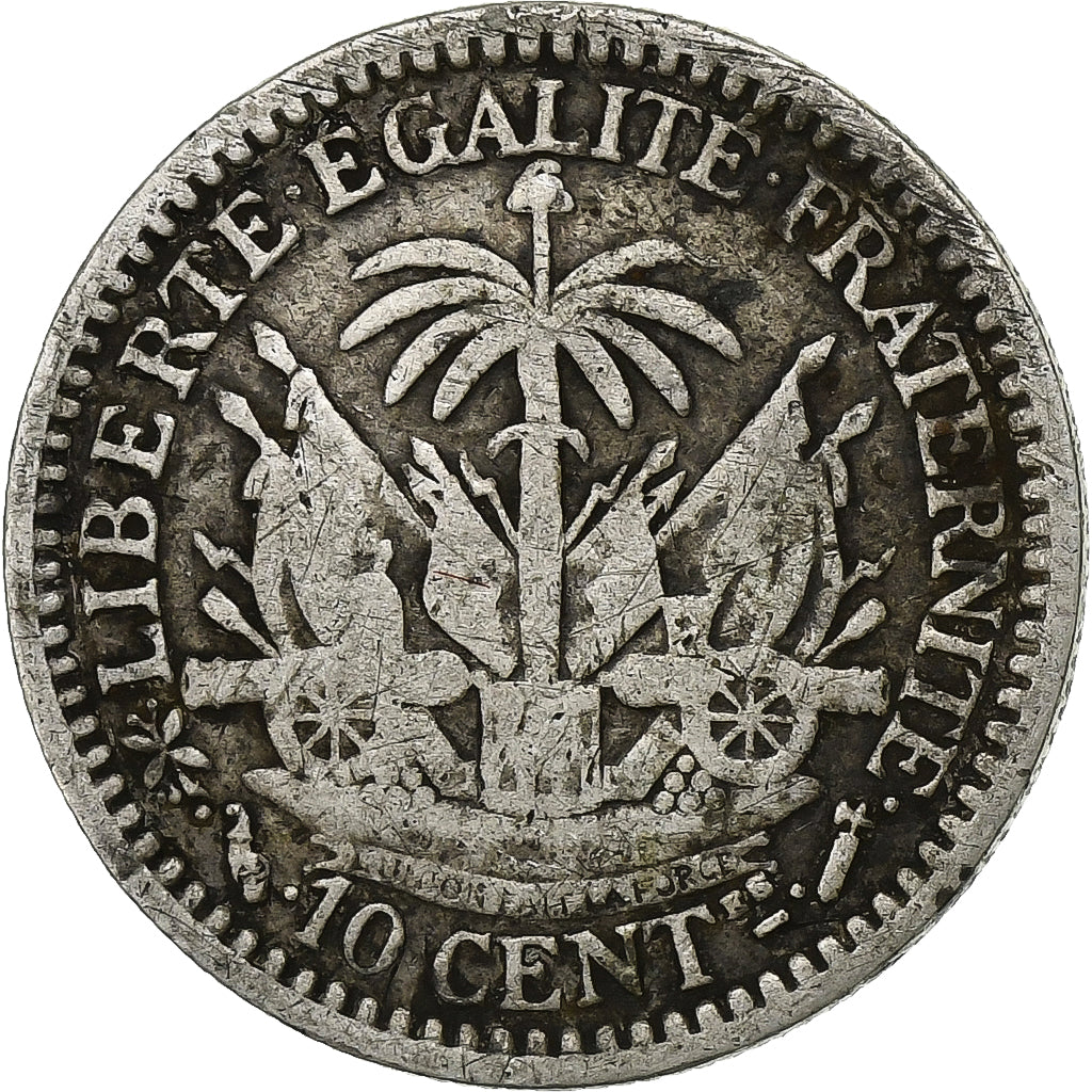 Haiti, 10 Centimes, 1881, Paris, Silver, VF(20-25), KM:44