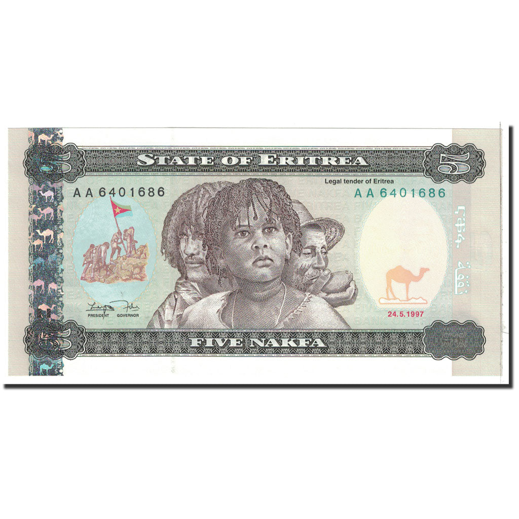 Banknote, Eritrea, 5 Nakfa, 1997, 1997-05-24, KM:2, UNC(65-70)