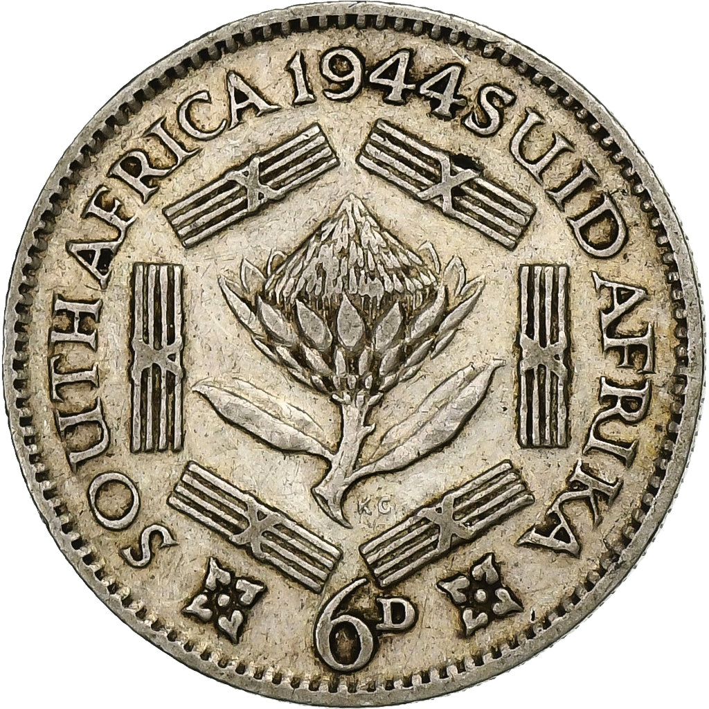 South Africa, George VI, 6 Pence, 1944, Pretoria, Silver, VF(30-35), KM:27
