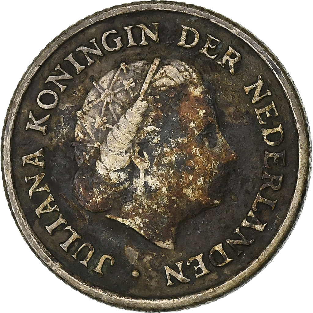 Netherlands Antilles, Juliana, 1/10 Gulden, 1954, Utrecht, Silver, VF(30-35)