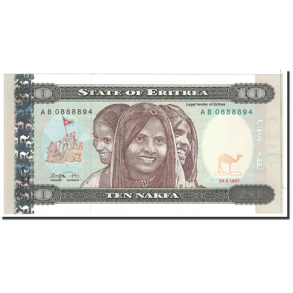 Banknote, Eritrea, 10 Nakfa, 1997, 1997-05-24, KM:3, UNC(65-70)