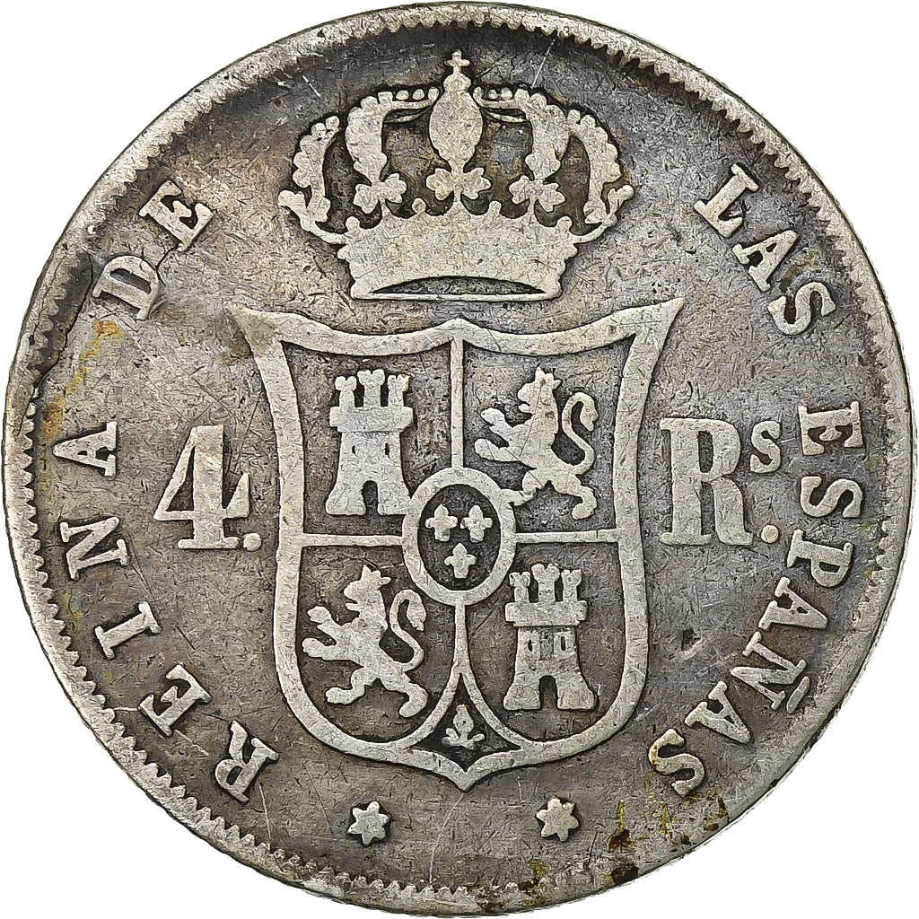 Spain, Isabel II, 4 Réales, 1862, Madrid, Silver, VF(30-35), KM:608.2