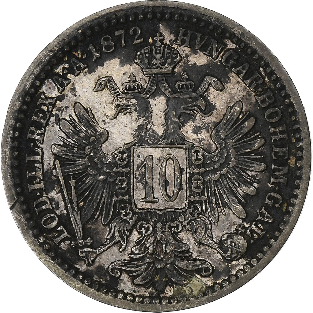 Austria, Franz Joseph I, 10 Kreuzer, 1872, Plata, BC+, KM:2206