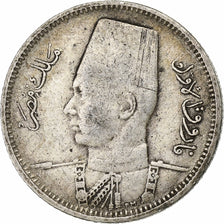 Egitto, Farouk, 2 Piastres, 1937/AH1356, British Royal Mint, Argento, MB+