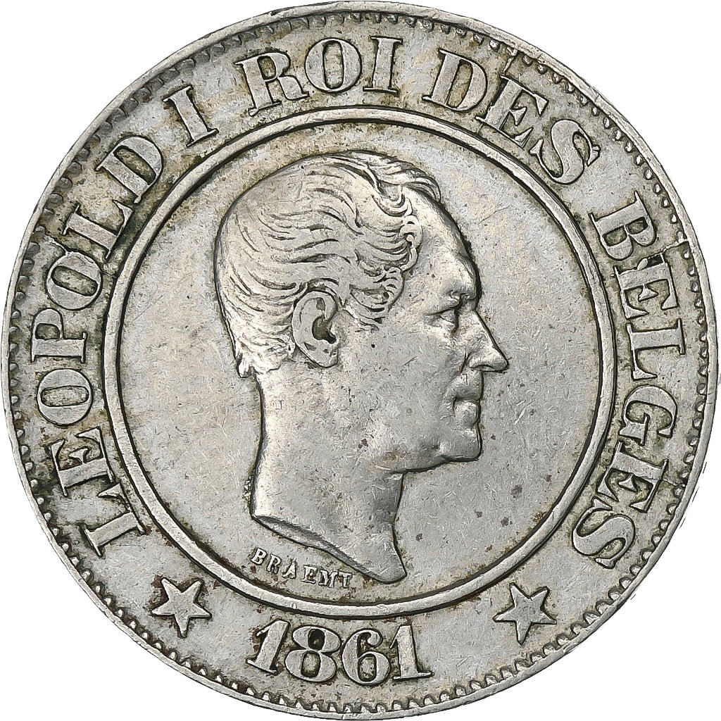 België, 20 Centimes, 1861, Brussels, Cupro-nikkel, ZF, KM:Pn62