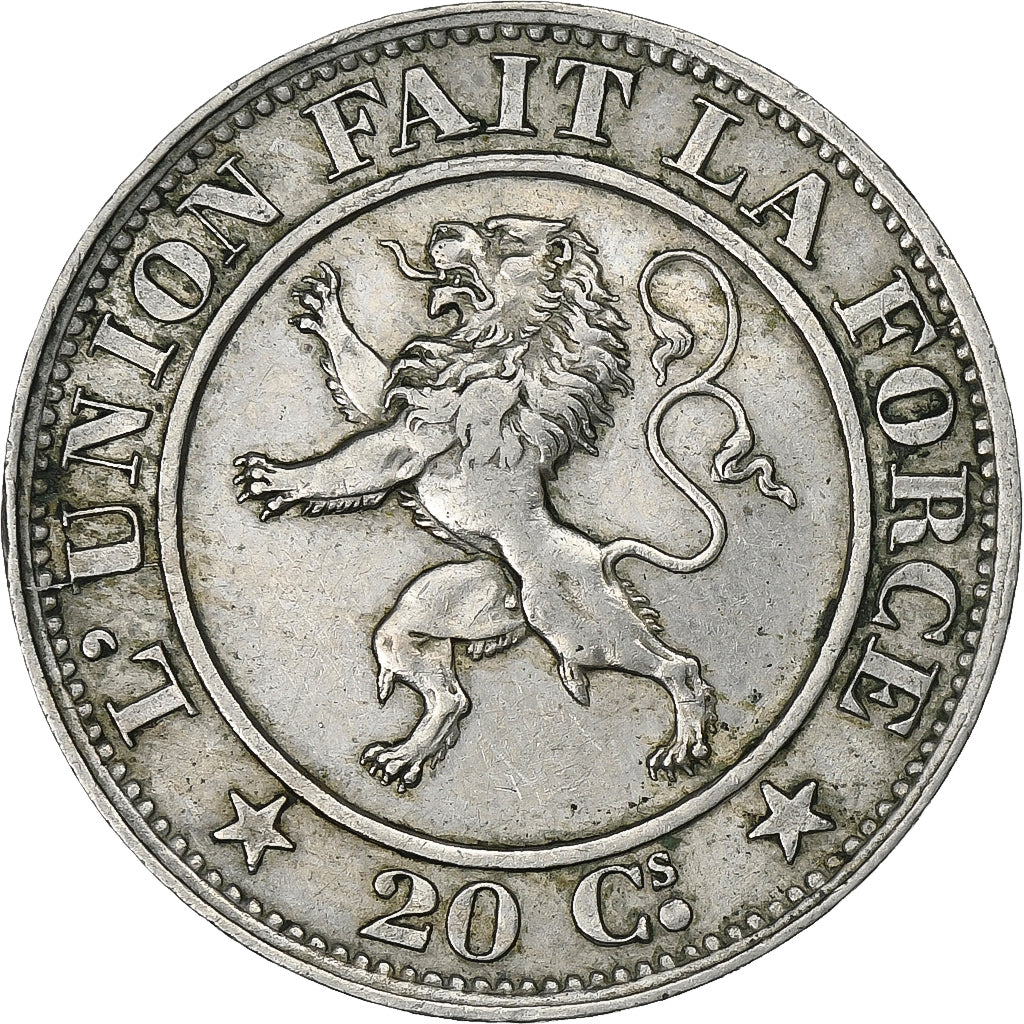 België, 20 Centimes, 1861, Brussels, Cupro-nikkel, ZF, KM:Pn62