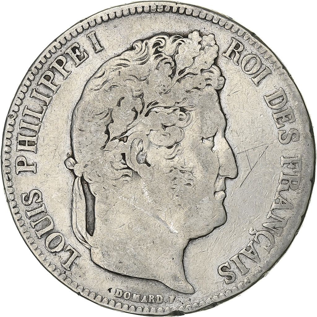 France, 5 Francs, Louis-Philippe, 1836, Lyon, Silver, VF(20-25), KM:749.4