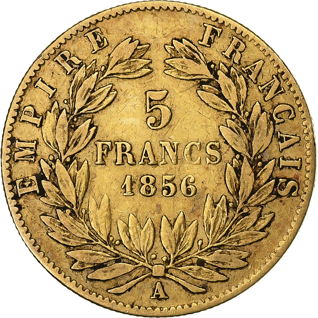 Frankreich, Napoleon III, 5 Francs, Napoléon III, 1856, Paris, Gold, S+