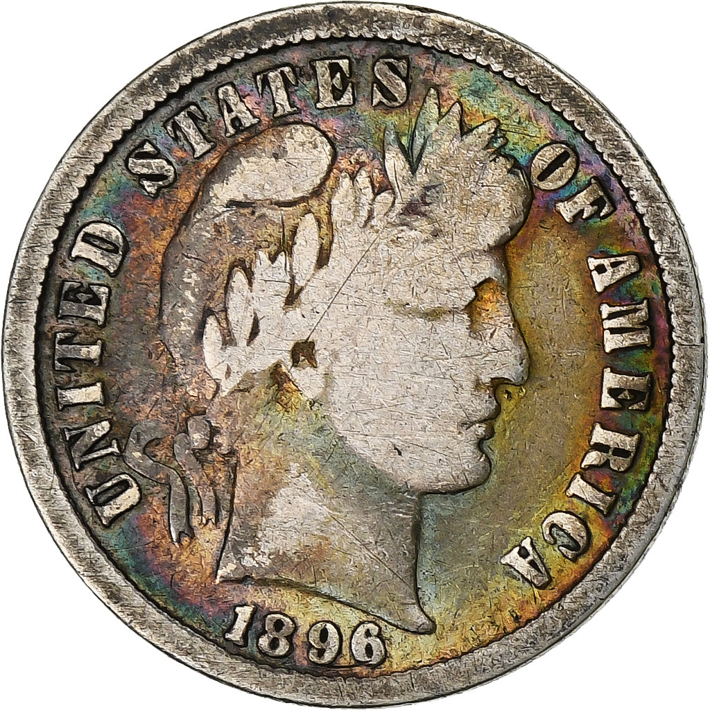 Estados Unidos da América, Dime, Barber Dime, 1896, Philadelphia, Prata