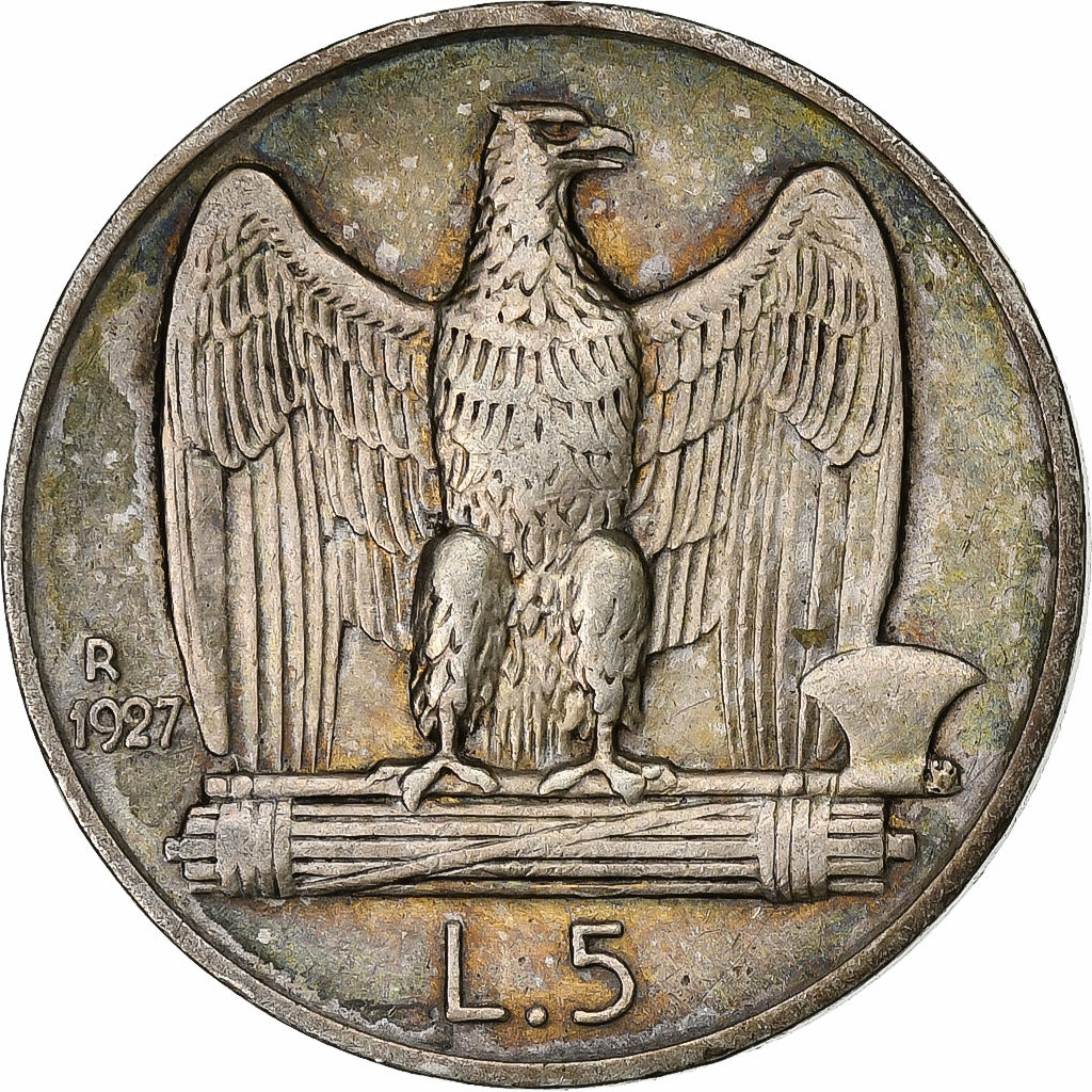 Italy, Vittorio Emanuele III, 5 Lire, 1927, Rome, Silver, AU(50-53), KM:67.2