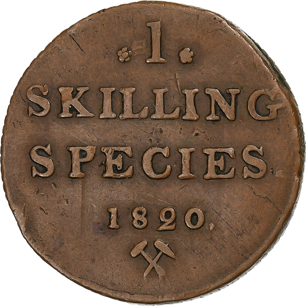 Norvegia, Carl XIV, Skilling, 1820, Rame, BB, KM:286