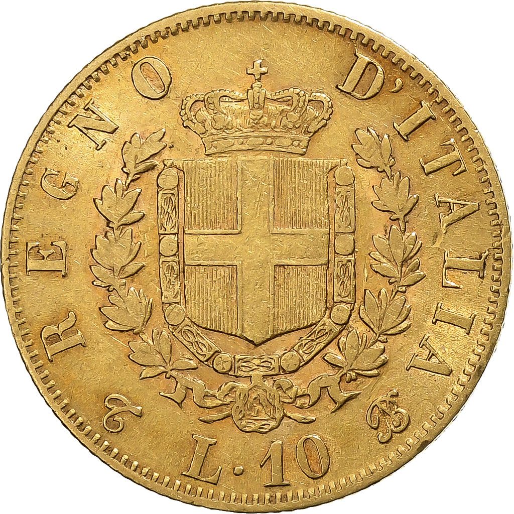 Italia, Vittorio Emanuele II, 10 Lire, 1863, Torino, Oro, BB, KM:9.3